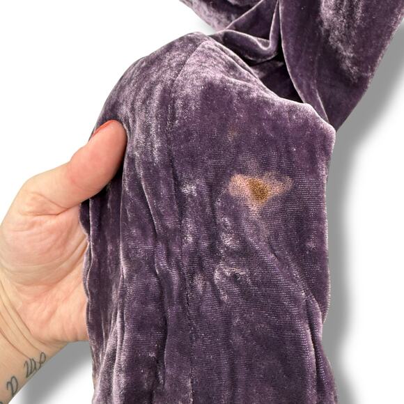 BCBG MaxAzria Dark Purple Velvet Blazer Size XS Button Front Jacket Silk Blend - Picture 6 of 9